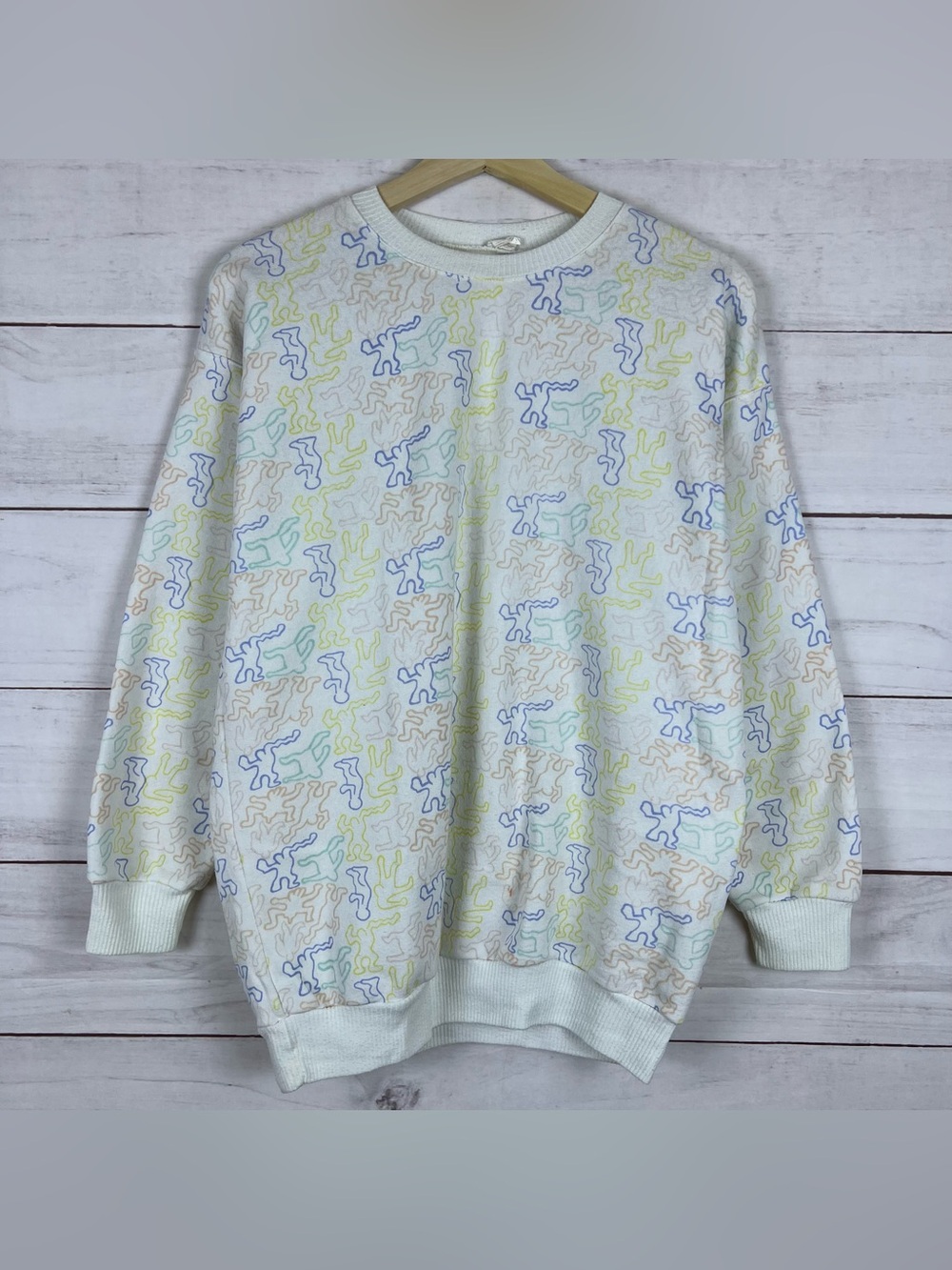 Vintage Keith Haring Style Sweatshirt Women’s Size Medium 80s 90s